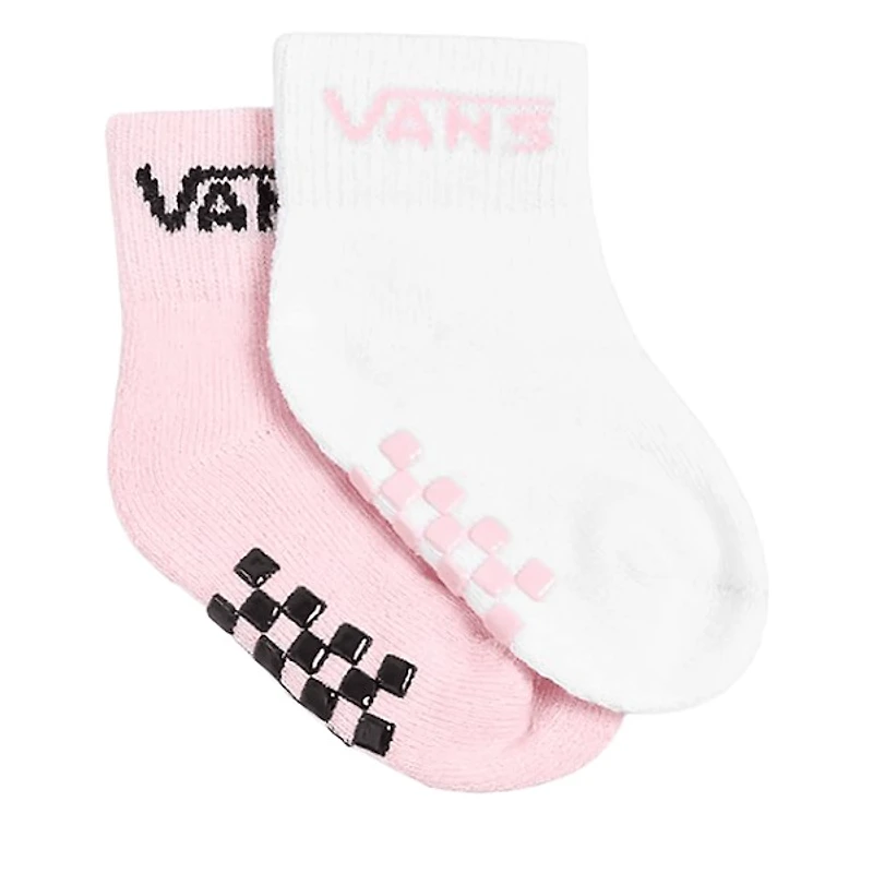 Vans 2-Pack Infant Classic Drop V Socks in White/Pink in Rose, Size Infant (0-12 Months), Nylon