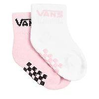 Vans 2-Pack Infant Classic Drop V Socks in White/Pink in Rose, Size Infant (0-12 Months), Nylon