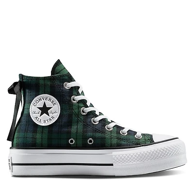 Converse Women's Chuck Taylor Lift Hi Sneakers Navy Blue/Green, Canvas