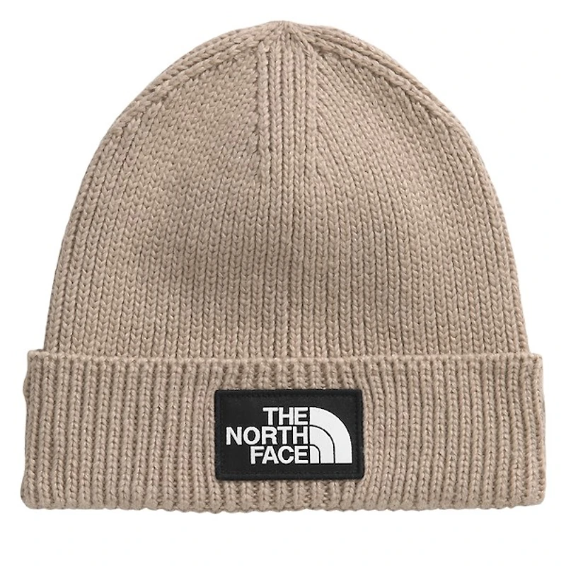 The North Face Logo Box Beanie Hat in Taupe, Acrylic