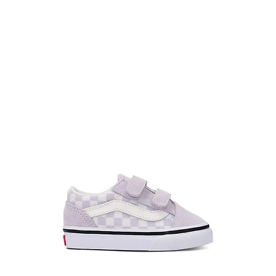 Vans Toddler's Old Skool V Checkerboard Sneakers Lilac/White Lilas, Toddler Canvas
