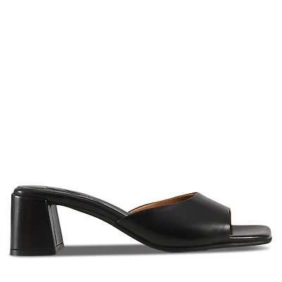 Floyd Women's Edith Blocked Heel Mule Black, Leather