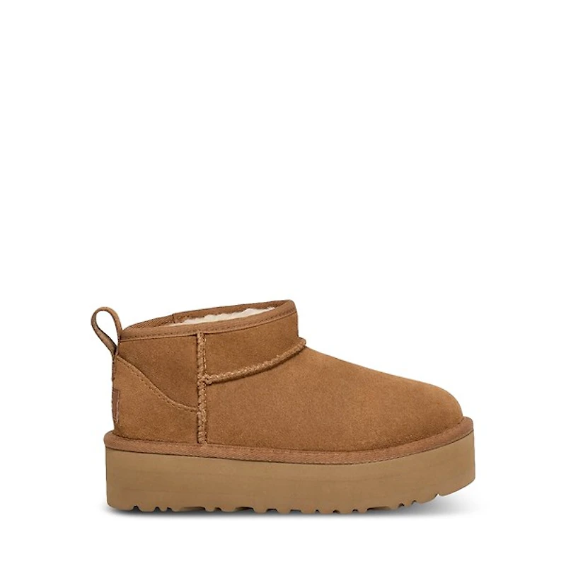 UGG Little Kid's Classic Ultra Mini Platform Sneakers Beige, Largeittle Kid Suede