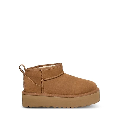 UGG Little Kid's Classic Ultra Mini Platform Sneakers Beige, Largeittle Kid Suede