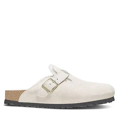Birkenstock Women's Boston Shearling Clogs Antique White Misc, / EU Suede