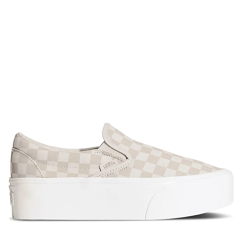 Vans Checkerboard Stackform Slip-On Taupe/Beige, Womens / Mens Canvas