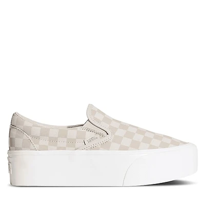 Vans Checkerboard Stackform Slip-On Taupe/Beige, Womens / Mens Canvas