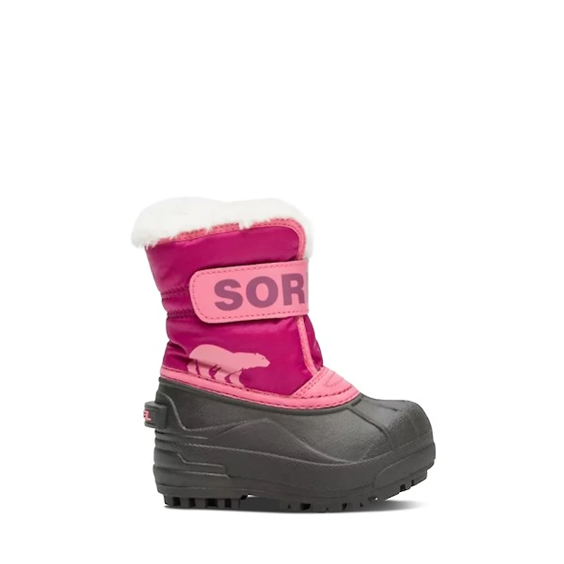 SOREL Toddler/Little Kid Snow Commander Winter Waterproof Boots Pink/Black Fuchsia, Rubber