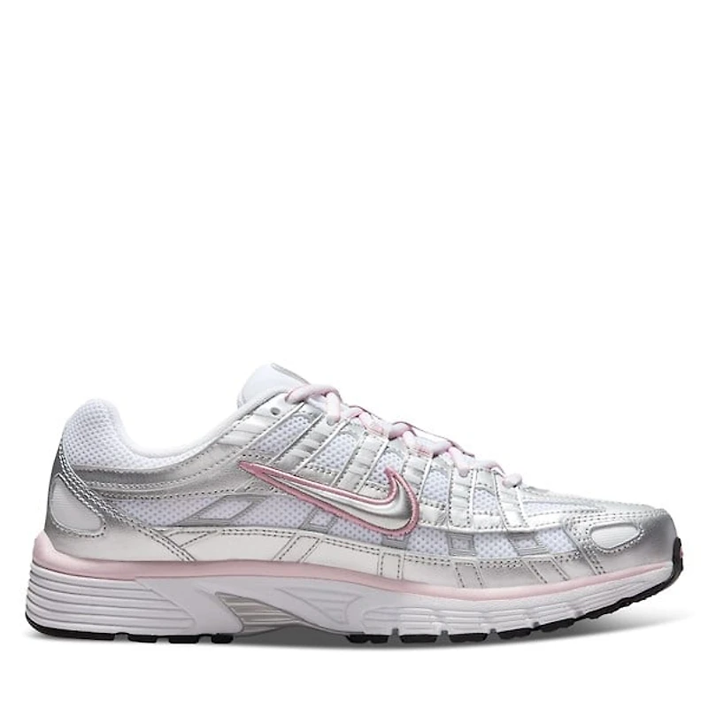 Nike Women's P-6000 Sneakers White/Silver/Pink Rose Misc, Rubber