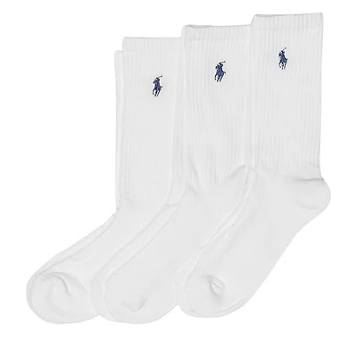 Polo Ralph Lauren Women's 3 Pack Sport Crew Socks in White, Nylon