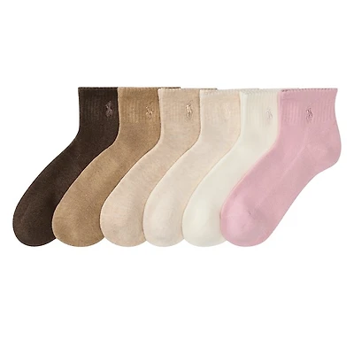 Polo Ralph Lauren Women's 6-Pack Ankle Socks in Multi-Color colour in White Os Div., Nylon