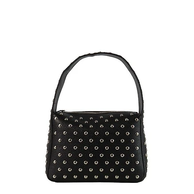 Floyd Studded Shoulder Bag in Black, Leather