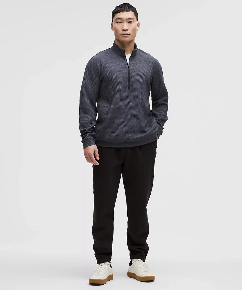 Textured Double-Knit Cotton Half Zip