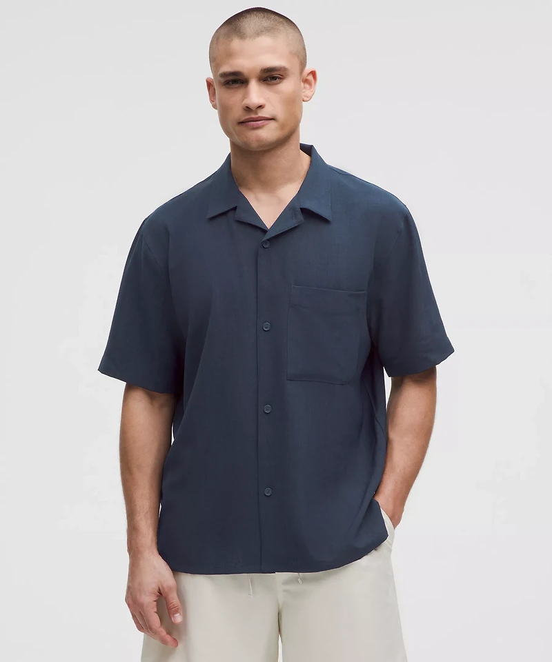 Lightweight Camp Collar Button-Up Shirt *Pocket | Men's Short Sleeve Shirts & Tee's