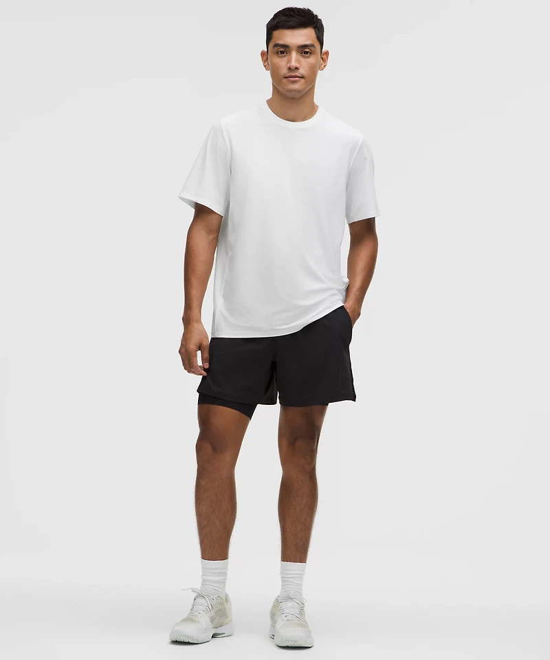 UV-Protective Striped Mesh Tennis T-Shirt | Men's Short Sleeve Shirts & Tee's