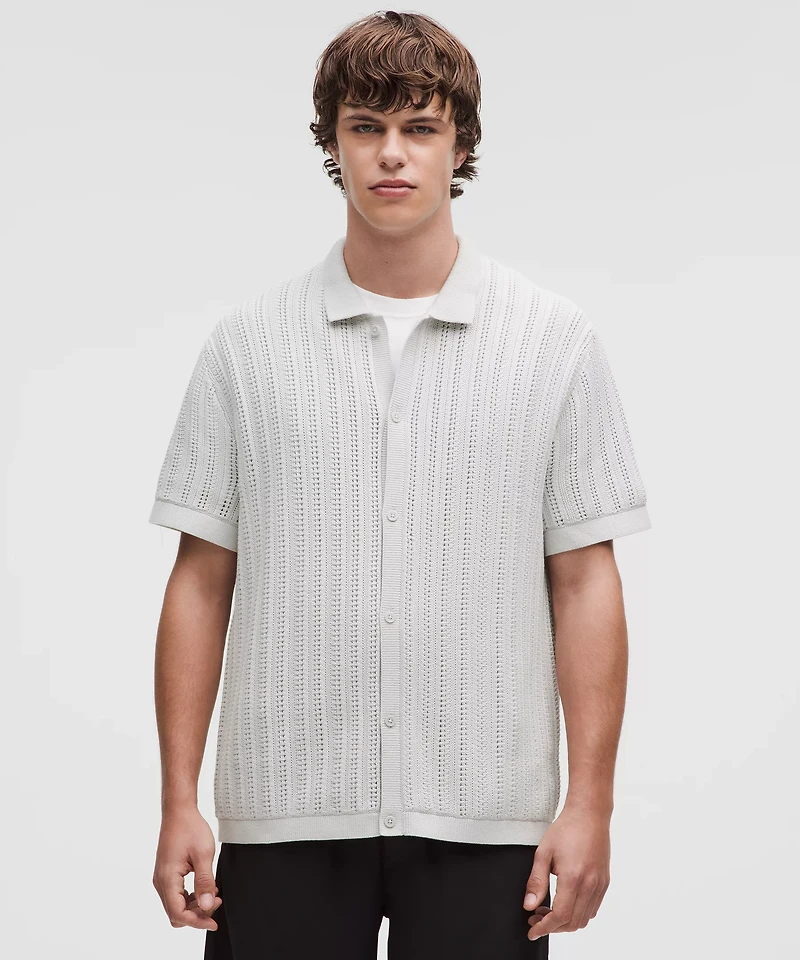Cotton-Blend Open-Knit Button Up | Men's Down & Dress Shirts