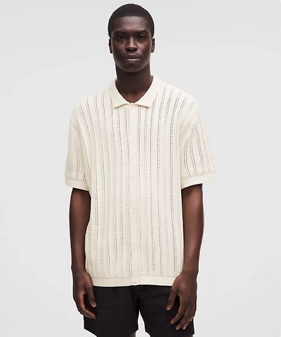 Cotton-Blend Open-Knit Button Up | Men's Down & Dress Shirts