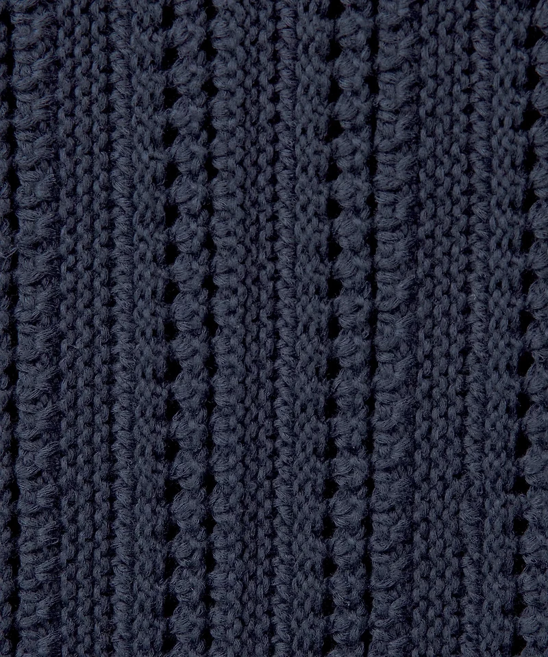 Cotton-Blend Open-Knit Button Up