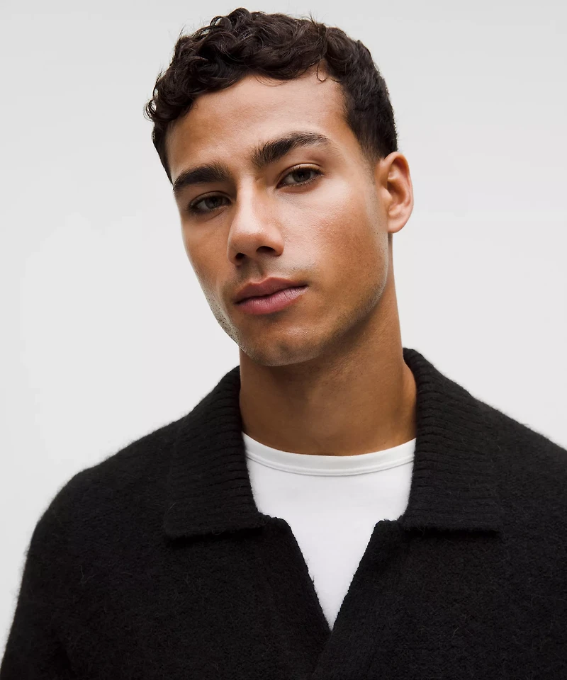 Wool-Blend Ribbed Polo Shirt