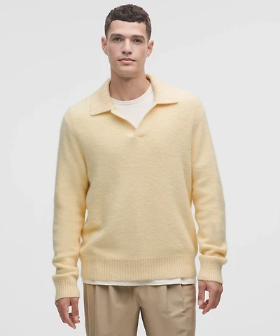 Wool-Blend Ribbed Polo Shirt