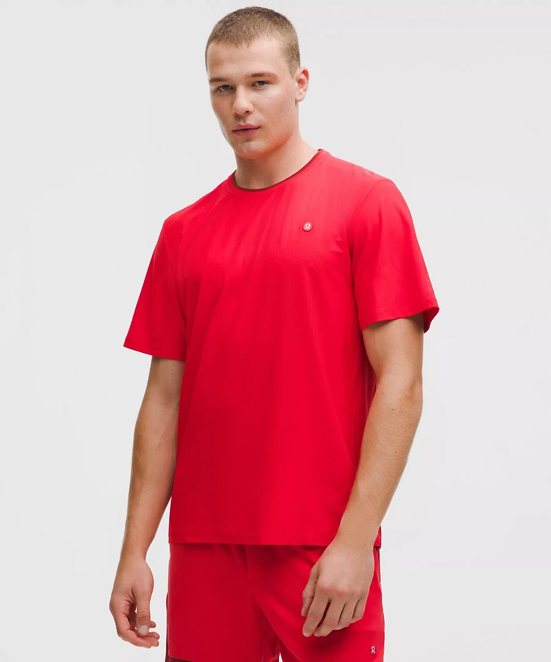 UV-Protective Striped Mesh Tennis T-Shirt | Men's Short Sleeve Shirts & Tee's