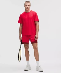 UV-Protective Striped Mesh Tennis T-Shirt | Men's Short Sleeve Shirts & Tee's