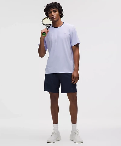 UV-Protective Striped Mesh Tennis T-Shirt