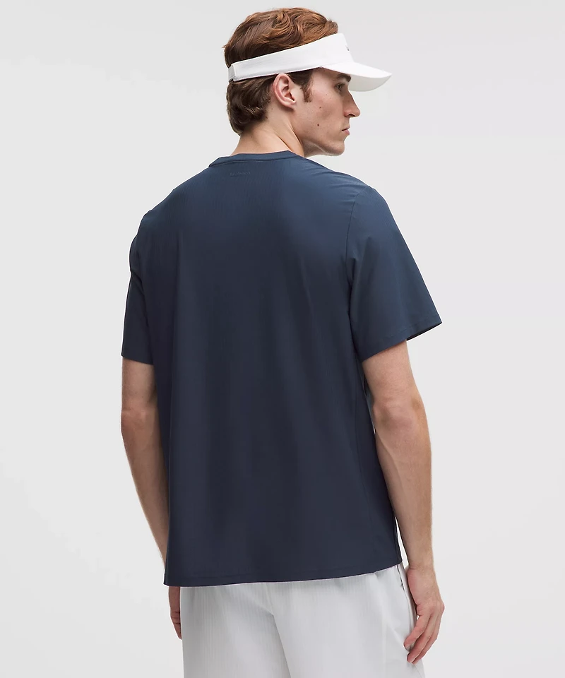 UV-Protective Striped Mesh Tennis T-Shirt | Men's Short Sleeve Shirts & Tee's