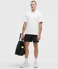 UV-Protective Striped Mesh Tennis Polo Shirt