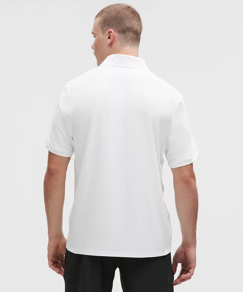 UV-Protective Striped Mesh Tennis Polo Shirt