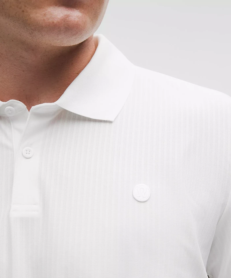 UV-Protective Striped Mesh Tennis Polo Shirt