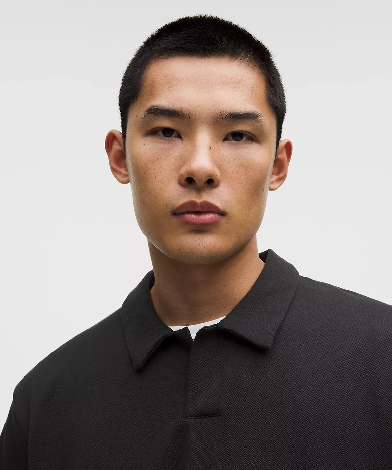 Pique Performance Johnny-Collar Short-Sleeve Shirt