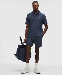 UV-Protective Striped Mesh Tennis Polo Shirt