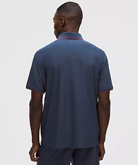 UV-Protective Striped Mesh Tennis Polo Shirt