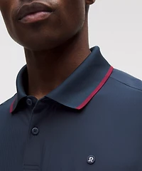 UV-Protective Striped Mesh Tennis Polo Shirt