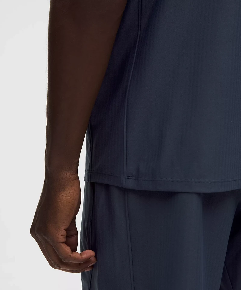 UV-Protective Striped Mesh Tennis Polo Shirt