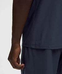 UV-Protective Striped Mesh Tennis Polo Shirt