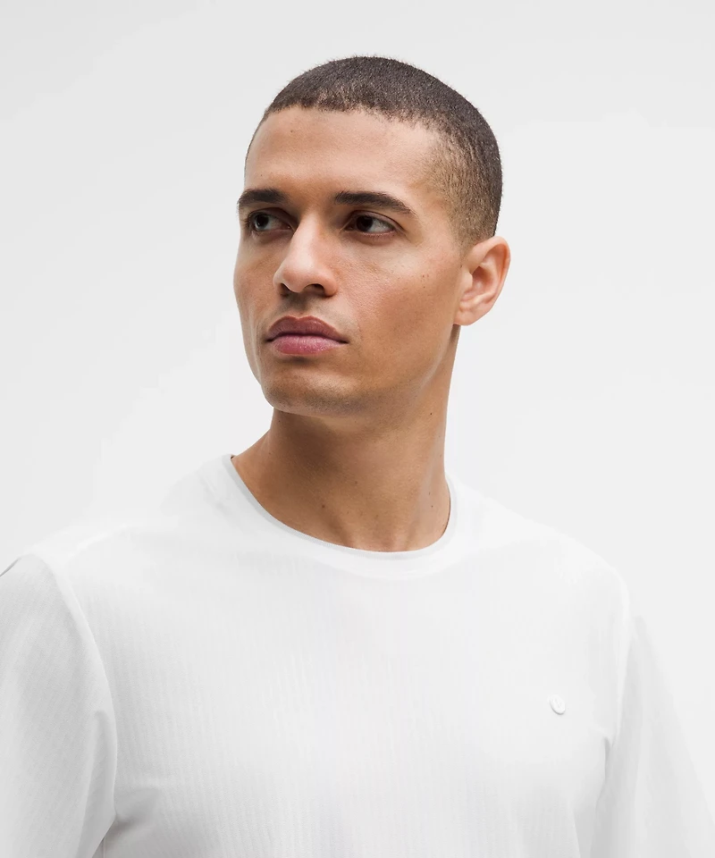 UV-Protective Striped Mesh Tennis T-Shirt