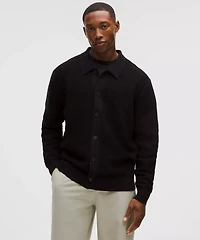 Cotton-Blend Knit Collared Cardigan