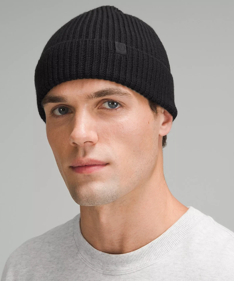 Close-Fit Wool-Blend Ribbed Knit Beanie | Men's Hats