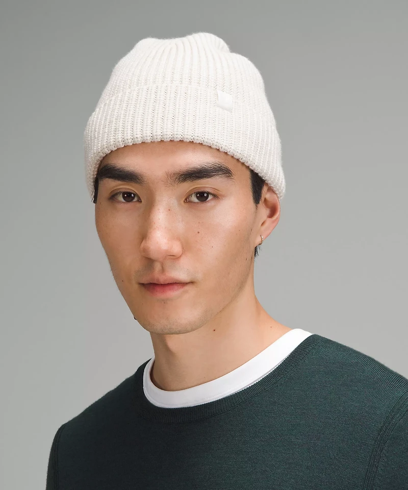 Close-Fit Wool-Blend Ribbed Knit Beanie | Men's Hats