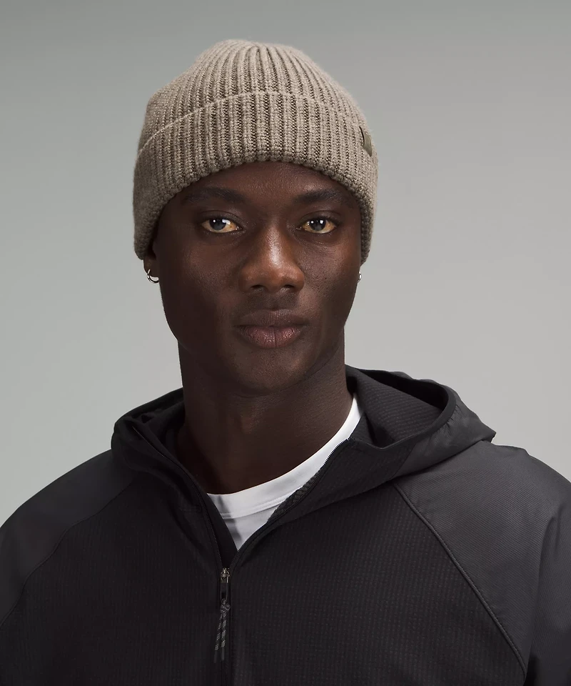Close-Fit Wool-Blend Ribbed Knit Beanie | Men's Hats