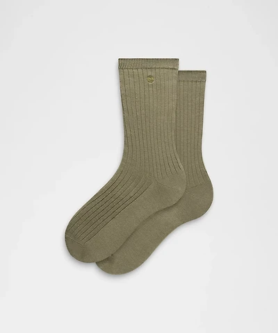 Unisex Ribbed Cotton-Blend Crew Socks | Men's