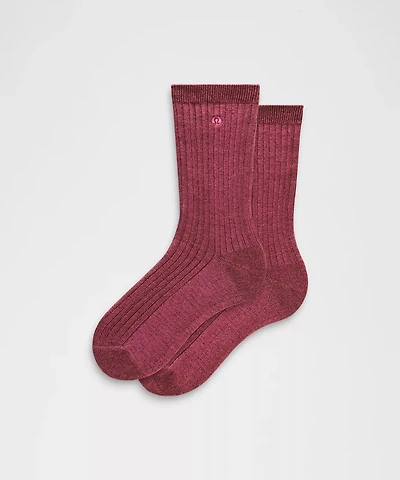 Unisex Ribbed Cotton-Blend Crew Socks