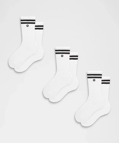 Unisex Daily Essential Crew Socks 3 Pack *Stripe | Men's
