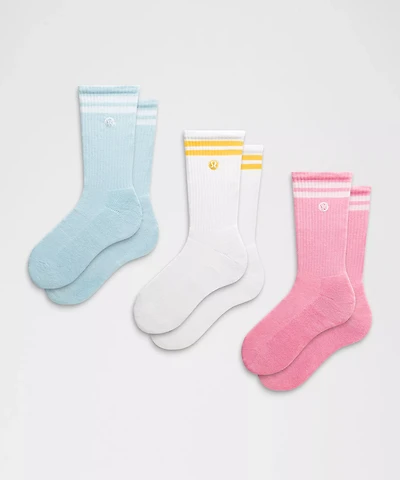 Unisex Daily Essential Crew Socks 3 Pack *Stripe
