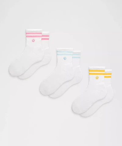 Unisex Daily Essential Quarter Socks 3 Pack *Stripe