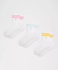 Unisex Daily Essential Quarter Socks 3 Pack *Stripe