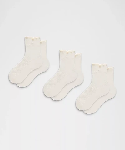 Unisex Lettuce Edge Quarter Socks *3 Pack