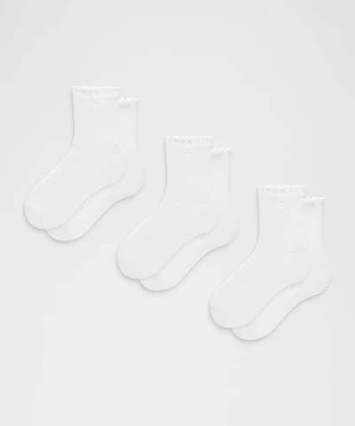 Unisex Lettuce Edge Quarter Socks *3 Pack
